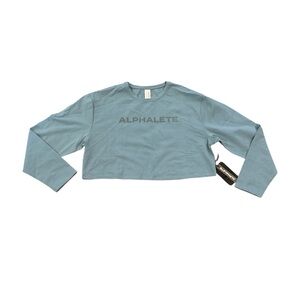 Alphalete Women’s Size XL Core Long‎ Sleeve Crop Tee in Atlantic Blue NWT